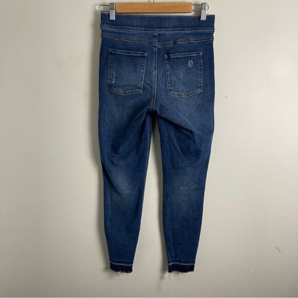 SPANX DISTRESSED SKINNY JEAN tummy control shaping pull on medium wash Small - Picture 5 of 13